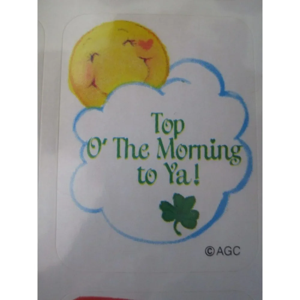 Good Luck Care Bear Shamrock St Patricks Day Vintage Stickers Two Sheets Used - Picture 8 of 13